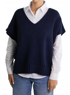 Gilet tinta unita scollo a V modello over 